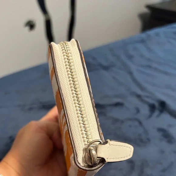 Coach Woven Orange and White Wallet - Picture 3 of 8